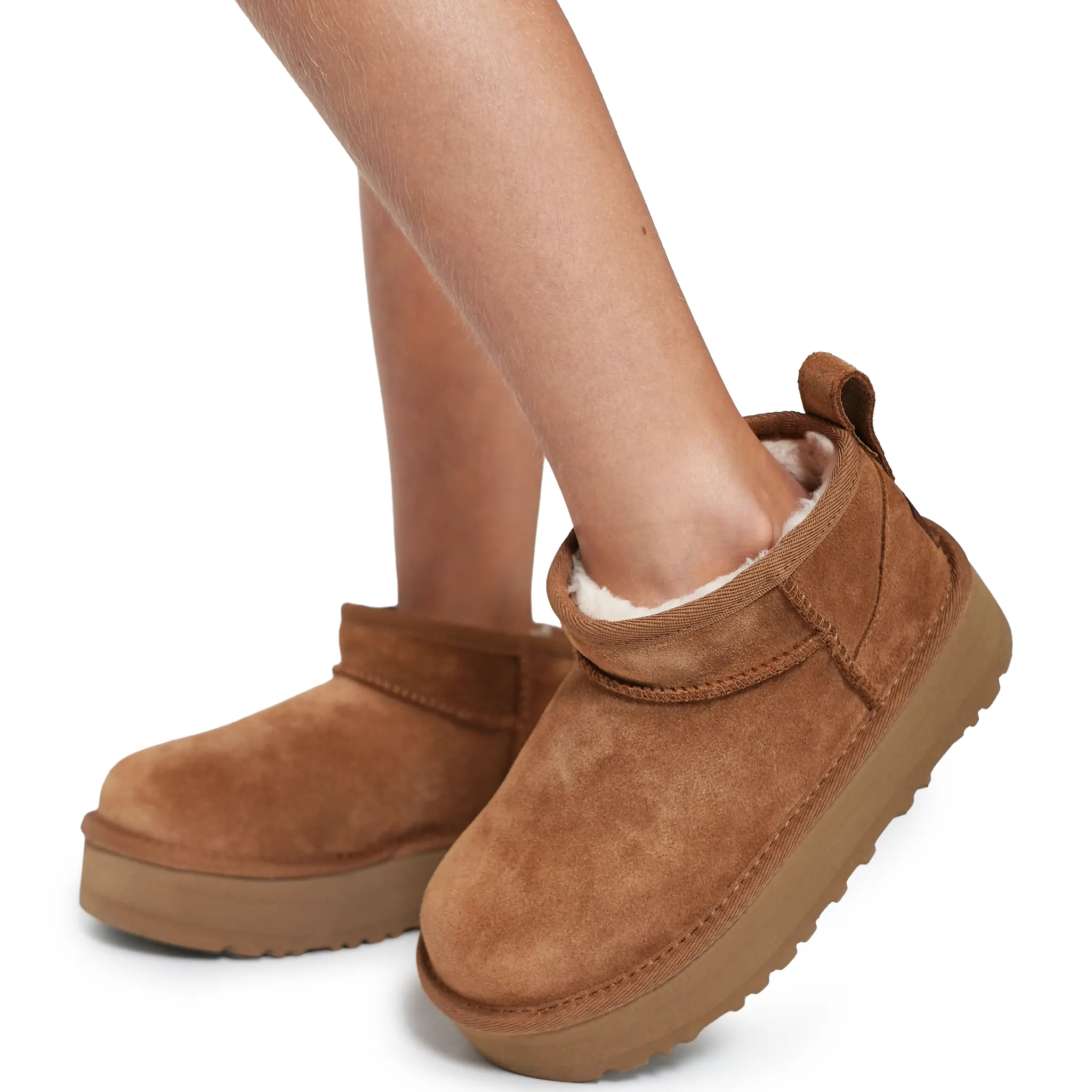 Model View of UGG Classic Ultra Mini Platform Girls Brown Boots UGGS4011154236